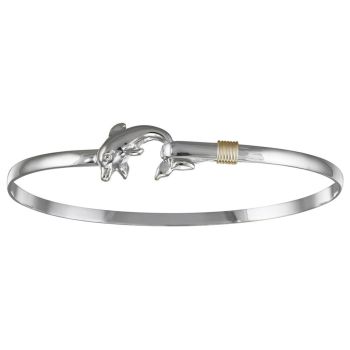 Dolphin Hook Bracelet - Sterling Silver 14K Gold Wrap 4mm