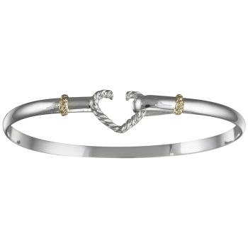 Mariners Heart Hook Bracelet - Sterling Silver 14K Gold Wraps 4mm