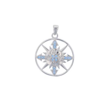 Compass Pendant Cz-blue