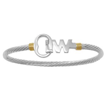 Key West Key Hook Cable Bracelet - Sterling Silver w/14K Gold Wraps at each end 3.5mm