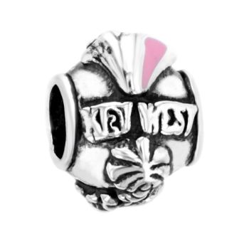 Conch and Palm Tree Key West Silver Bead