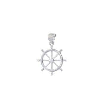 Ship Wheel Pendant Cz