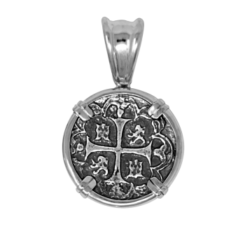 Atocha Replica Treasure Coin Pendant - Sterling Silver 20mm