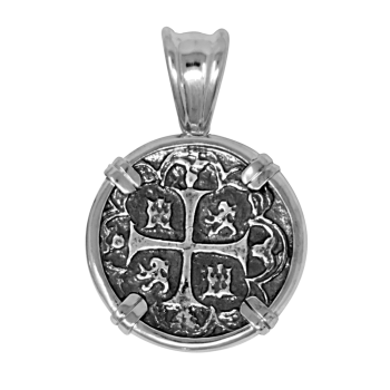 Atocha Replica Treasure Coin Pendant - Sterling Silver 24mm