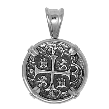Atocha Replica Treasure Coin Pendant - Sterling Silver 27mm