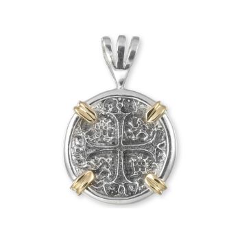 Atocha Replica Treasure Coin Pendant Two Tone - Silver & 14K Gold 20mm