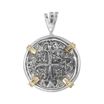 Atocha Replica Treasure Coin Pendant Two Tone - Silver & 14K Gold 24mm