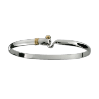 Lovers Loop Hook Bracelet Two Tone - Sterling Silver 14K Gold Wrap 4mm