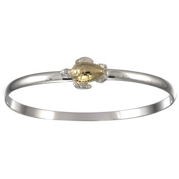 Turtle Hook Bracelet Two Tone - Sterling Silver 14K 4mm